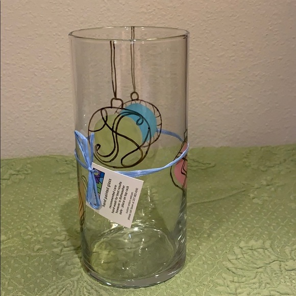 NWT Hand Painted Glass Christmas Ornament Vase - Picture 3 of 5